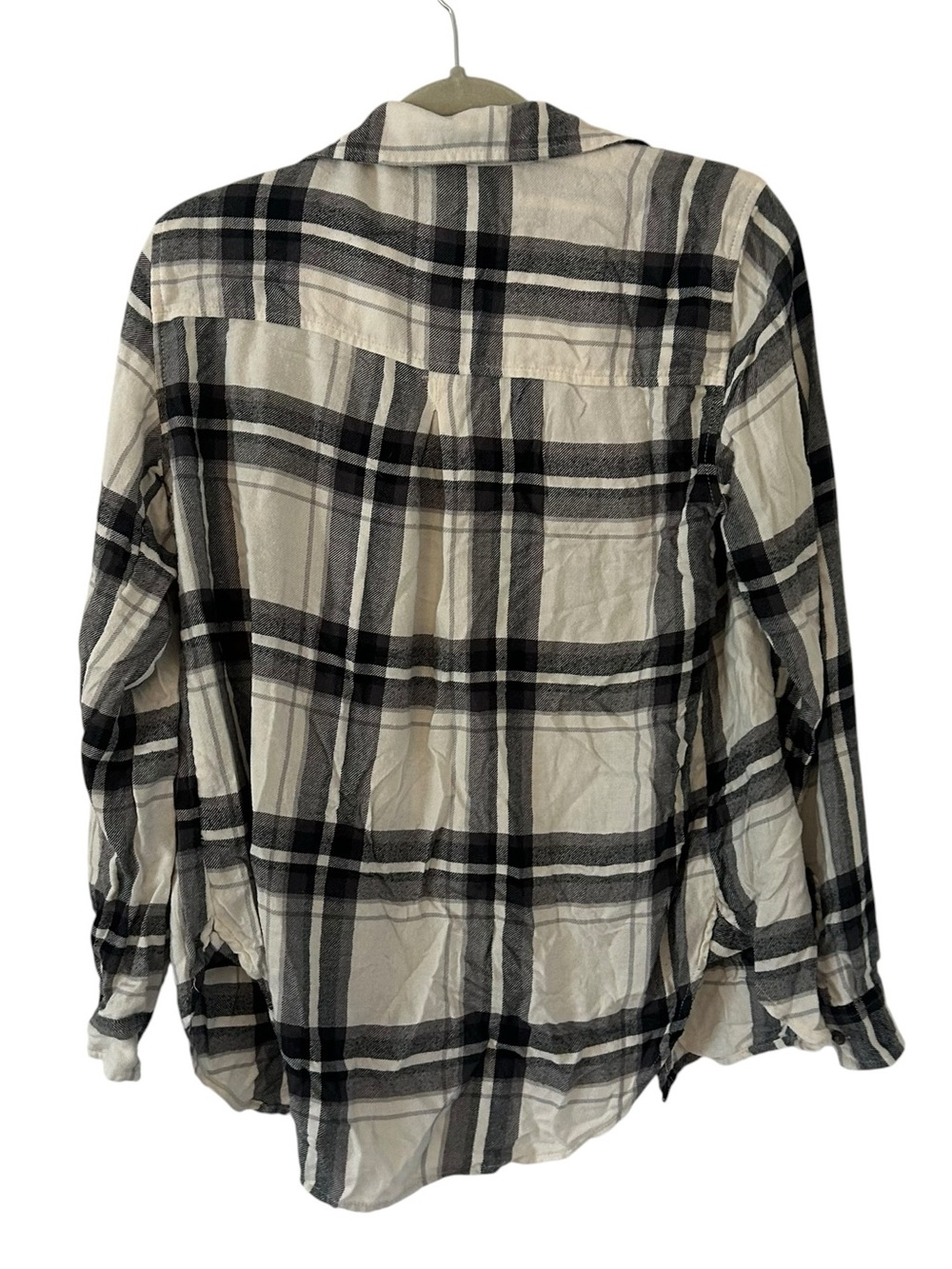 Black & White Flannel Button Down American Eagle Plaid Design Women’s Medium Fit - Picture 2 of 4